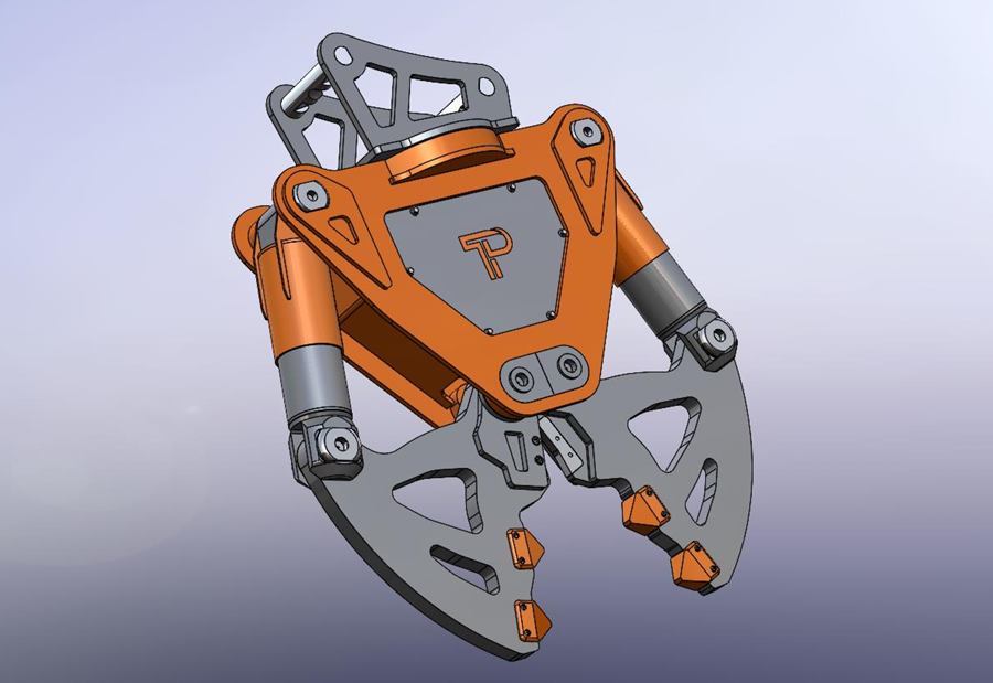 Model CAD hydraulicznych nożyc wyburzeniowych z siłownikami