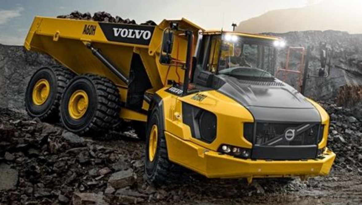 Wozidło przegubowe Volvo z elementami zewnętrznymi objętymi projektem